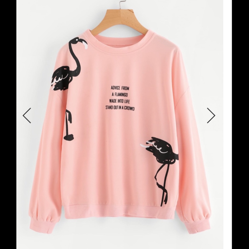 DROP SHOULDER FLAMINGO PRINT.(size: M)